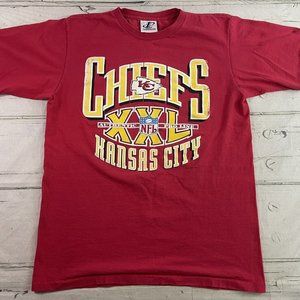 Vintage 1995 Authentic Pro Line C Kansas City Chiefs Red Logo Athletic Tee XLT